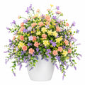 Arrangement de Fleurs Artificielles Multicolores en Pot Blanc
