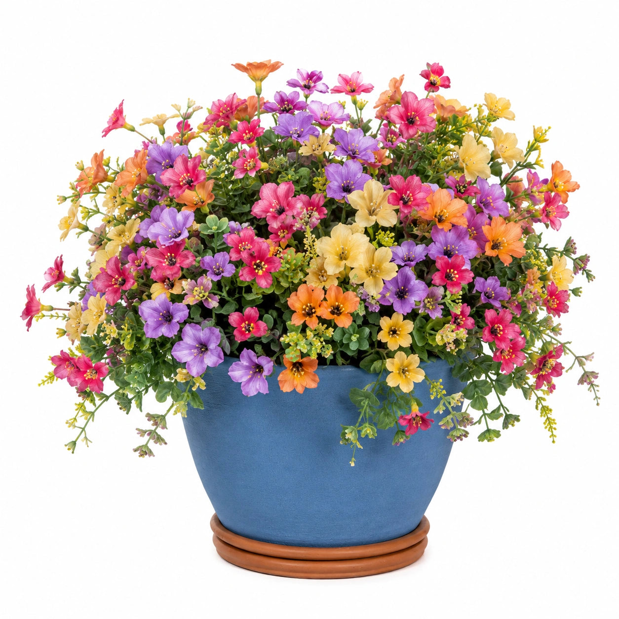 Arrangement Floral Artificiel en Pot - Fleurs Multicolores