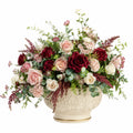 Arrangement de fleurs artificielles avec vase élégant, rouge/rose/blanc/vert, 40 cm