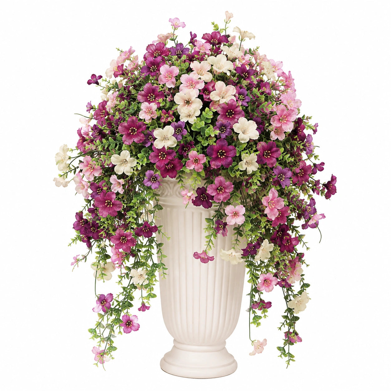 Arrangement Floral Artificiel avec Vase - Violet/Rose/Blanc