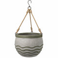 Pot de Fleur Suspendu Gris et Vert avec Corde