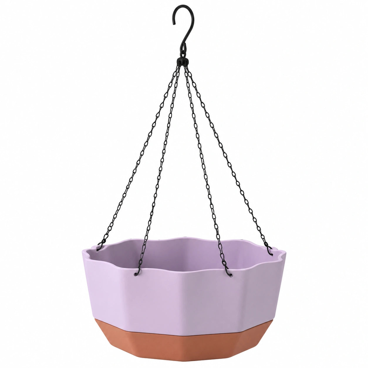 Pot de Fleurs Suspendu Violet et Marron avec Chaîne Robuste