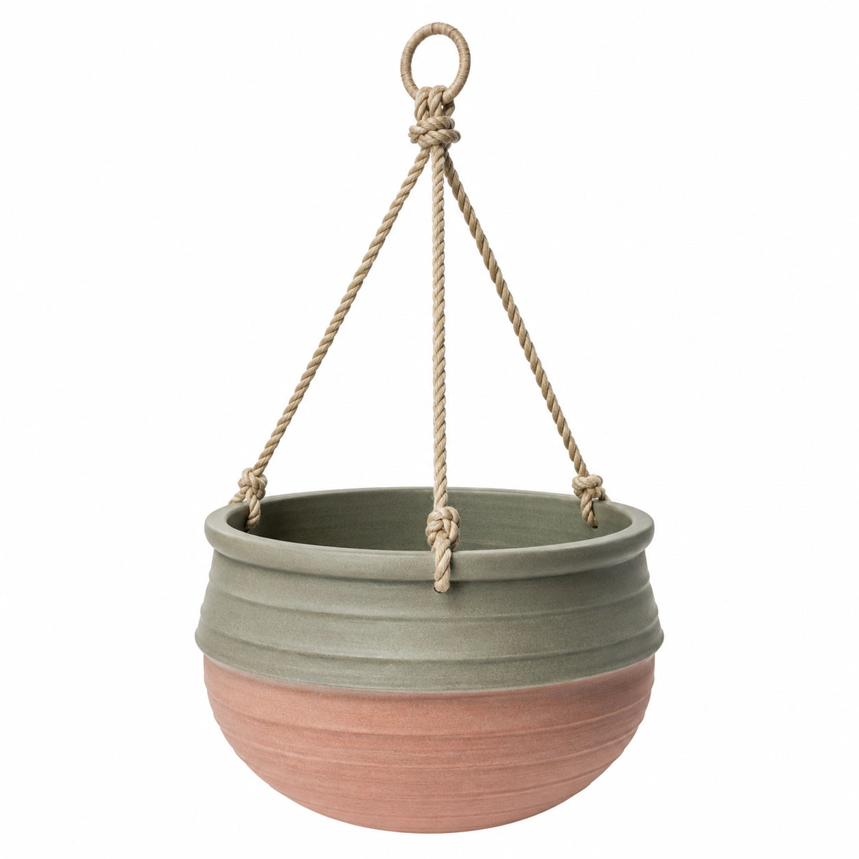 Pot de fleur suspendu en céramique bicolore 25 cm