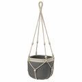 Pot de Fleurs Suspendu en Macramé Gris et Beige