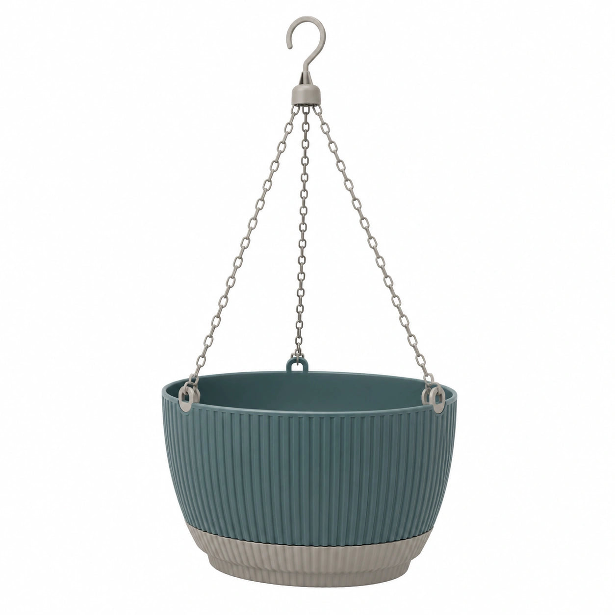 Pot de fleurs suspendu bleu/gris avec chaîne 25 cm