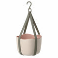 Pot de fleurs suspendu beige et rose avec crochet robuste