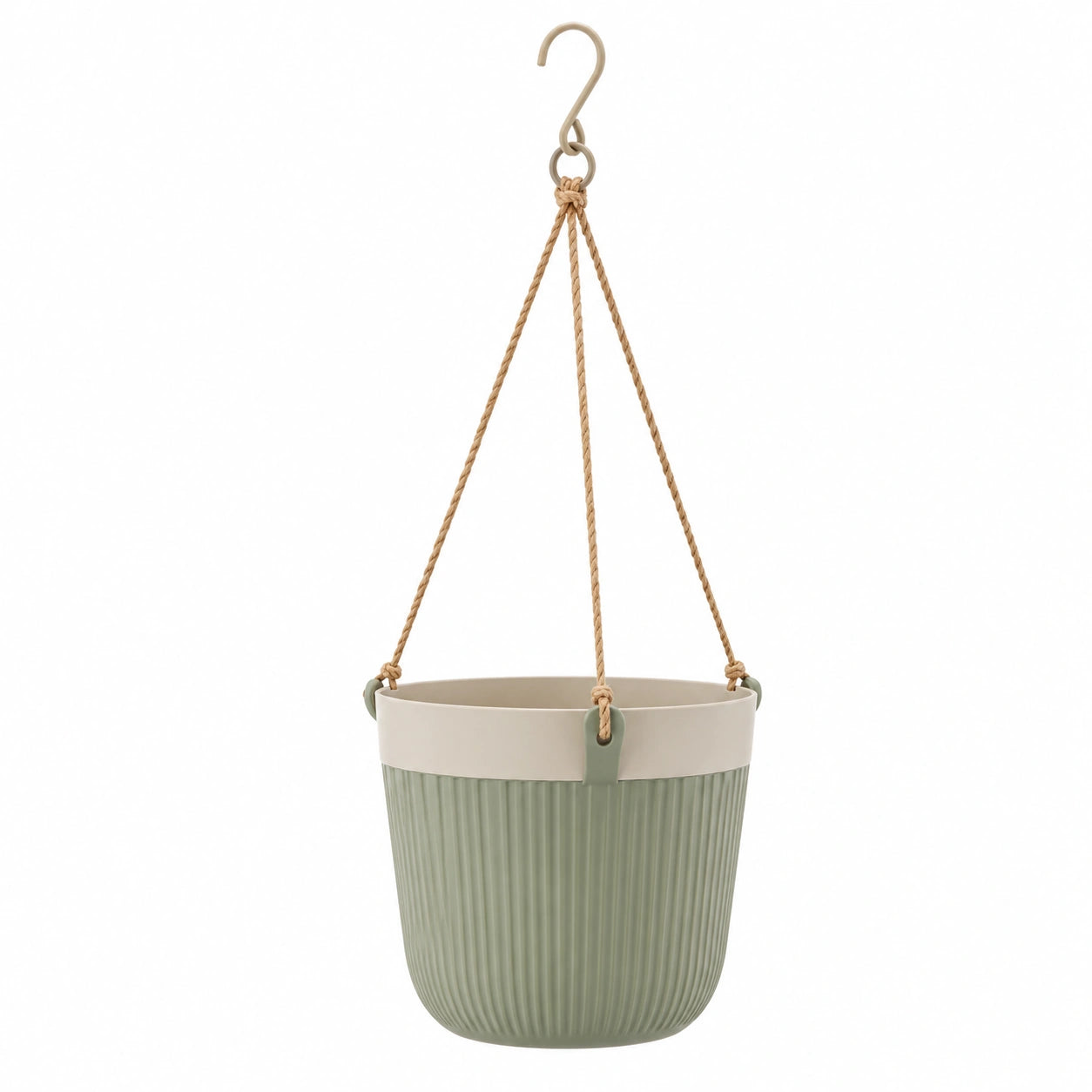 Pot de Fleurs Suspendu Vert et Crème pour Intérieur et Extérieur