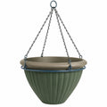 Pot de fleurs suspendu vert et beige 30x20 cm pour extérieur