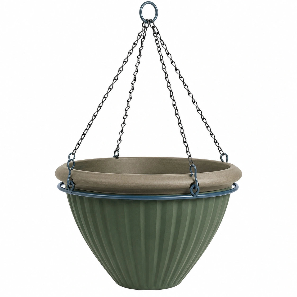 Pot de fleurs suspendu vert et beige 30x20 cm pour extérieur