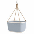 Pot de fleurs suspendu en bleu avec corde pour jardin