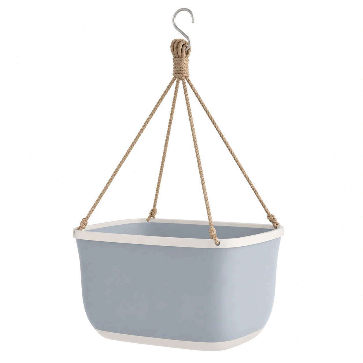 Pot de fleurs suspendu en bleu avec corde pour jardin