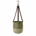 Pot de fleurs suspendu avec ceinture en tissu, vert kaki, 25x20 cm