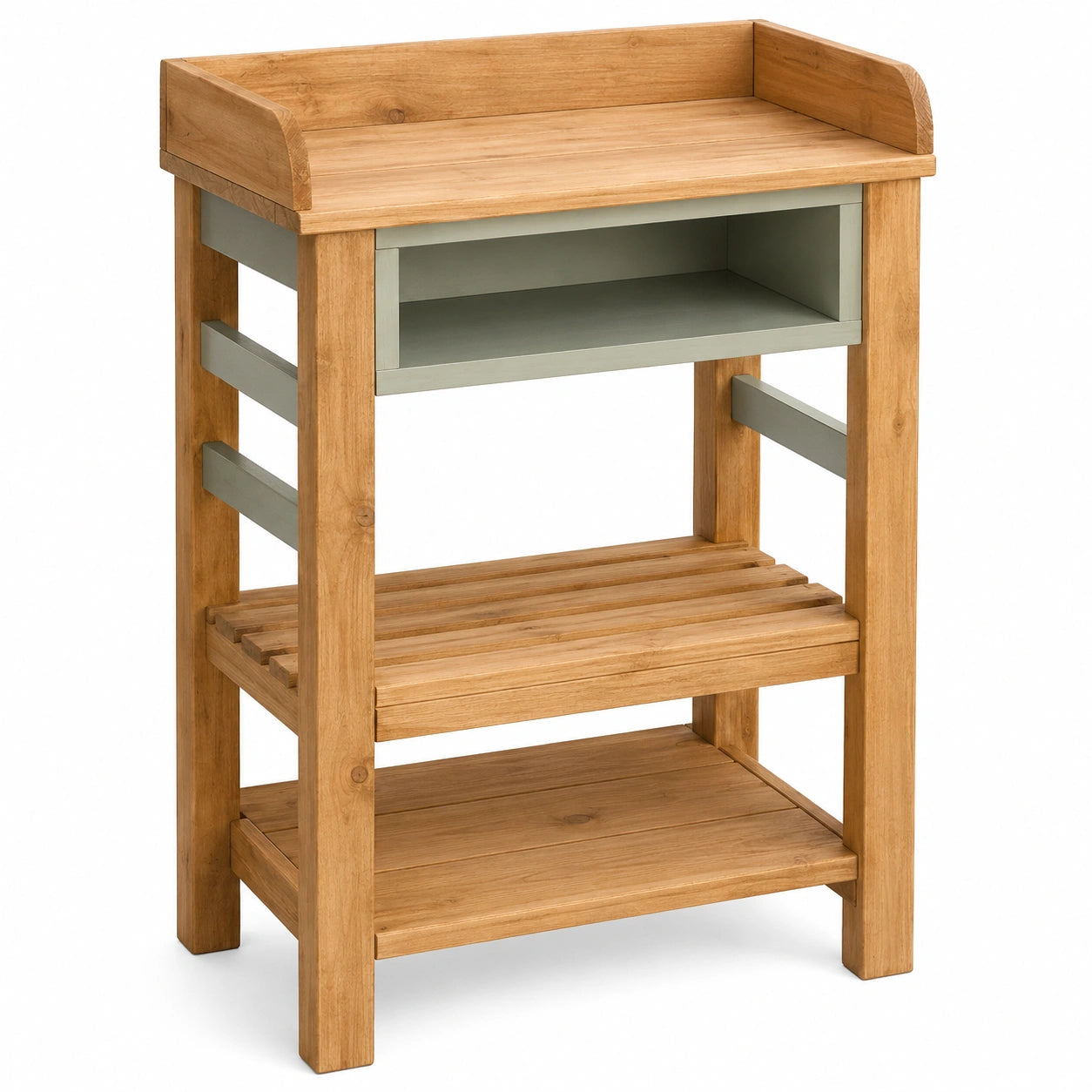 Table de Potager en Bois et Vert avec Étagères
