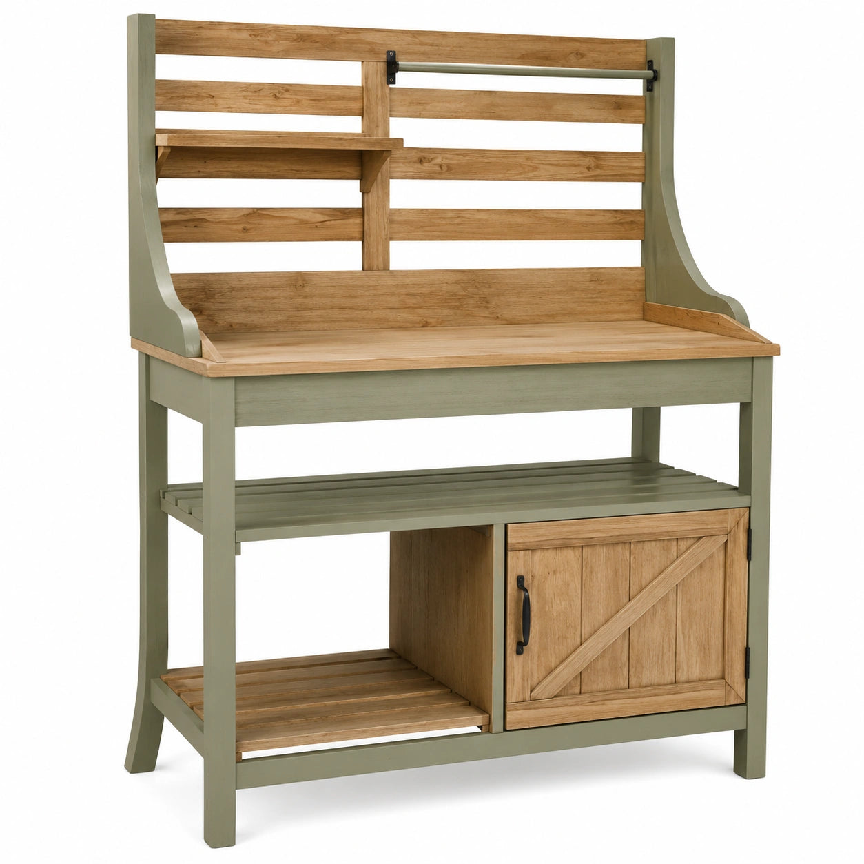 Table de Rempotage en Bois avec Étagères et Placard
