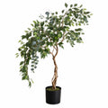 Plante Artificielle Ficus 170cm avec Tronc Torsadé en Pot Noir