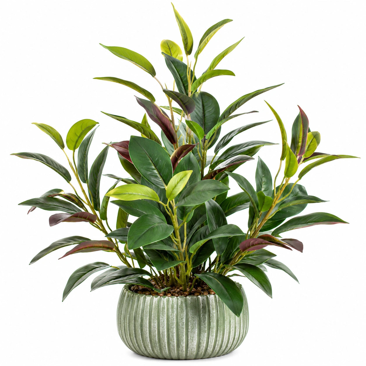 Plante Artificielle Vert/Marron avec Pot en Céramique 58 cm