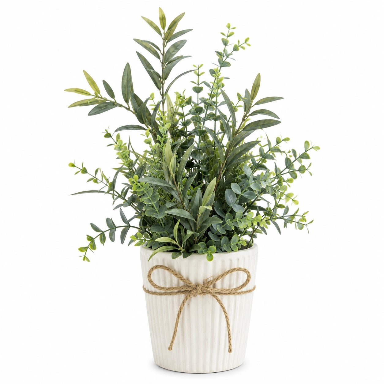 Plante Artificielle Décorative avec Pot en Céramique Blanc