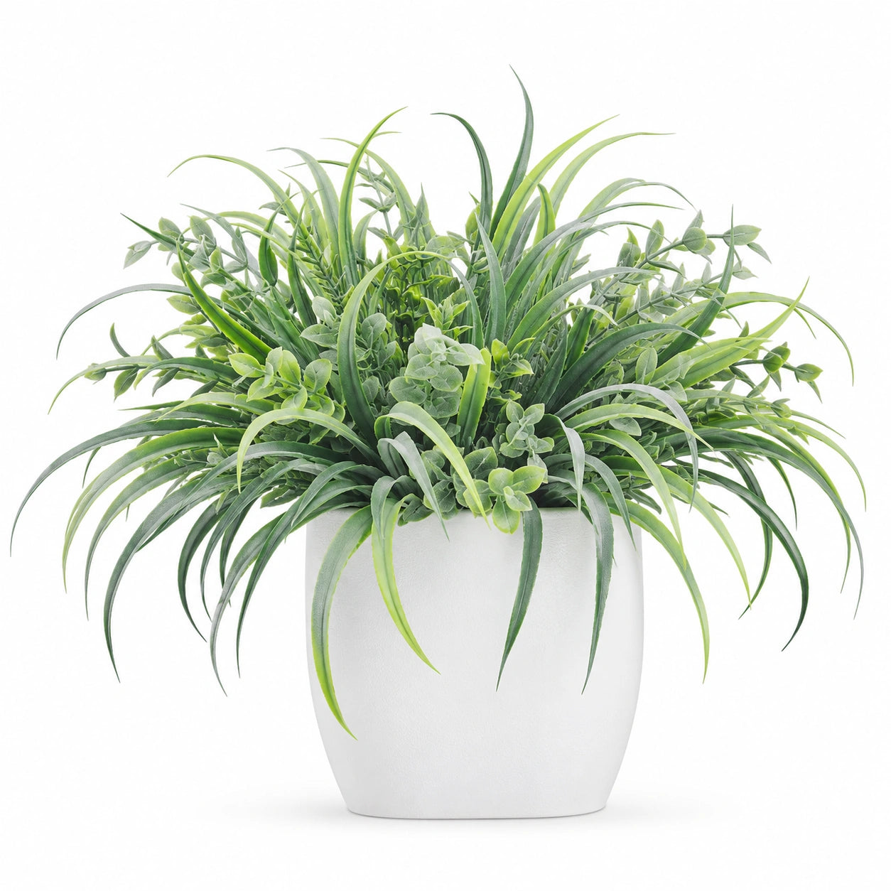 Plante Artificielle Verte avec Pot Blanc, 30 cm