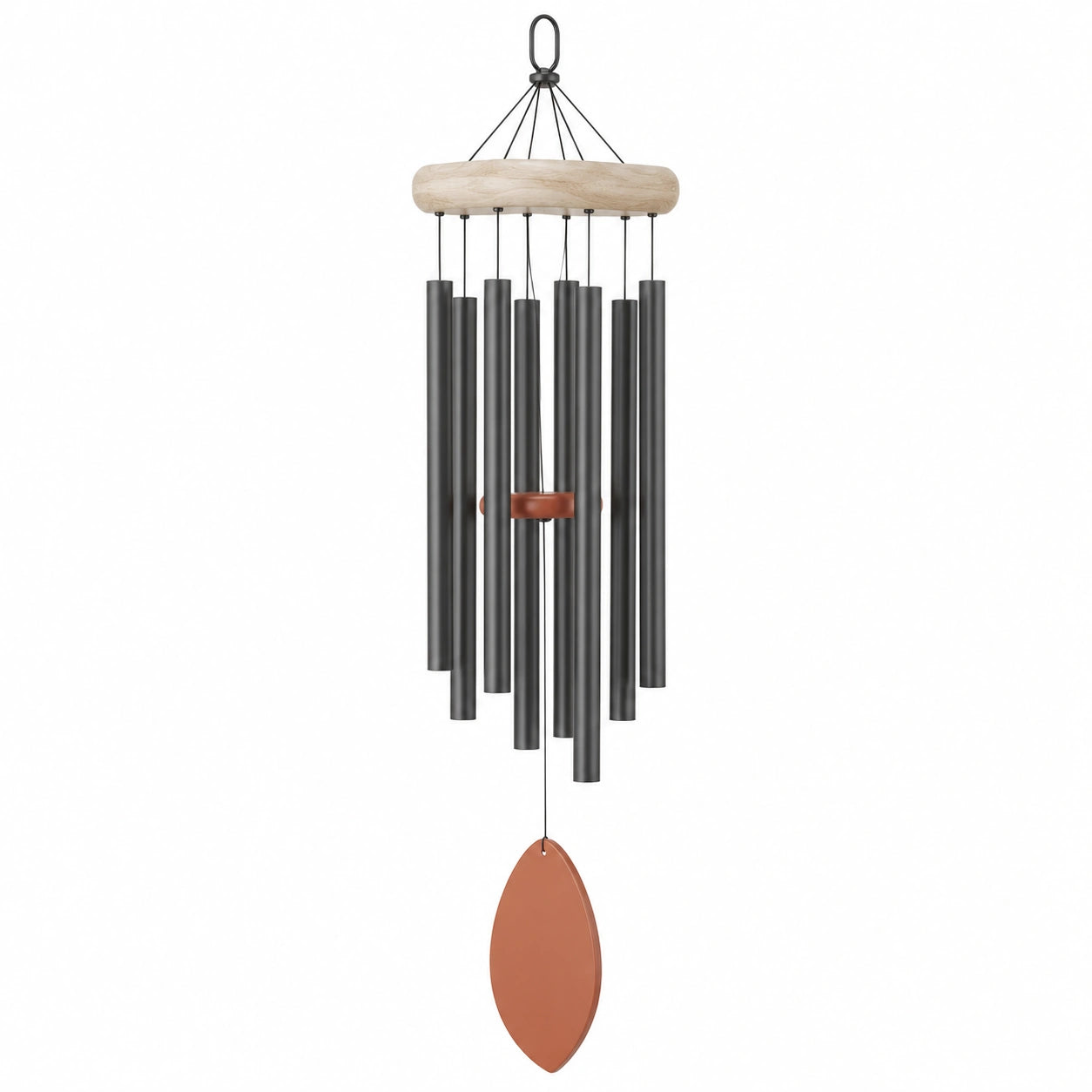 Carillon à vent noir et bois pour extérieur