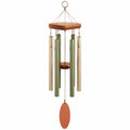 Carillon éolien doré et vert avec finition en bois
