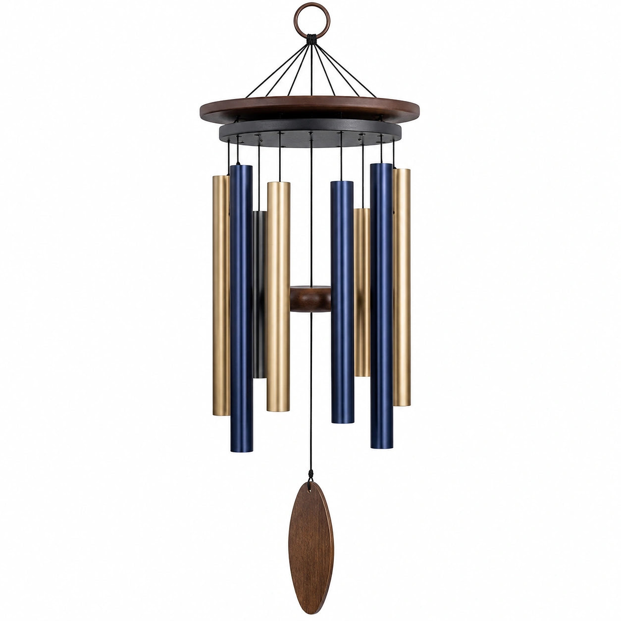 Carillon éolien extérieur - Aluminium bleu et doré, 75 cm