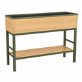 Jardinière surélevée en bois et métal avec système de drainage, couleur bois/vert