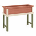 Jardinière surélevée extérieure rouge, beige et vert avec système de drainage