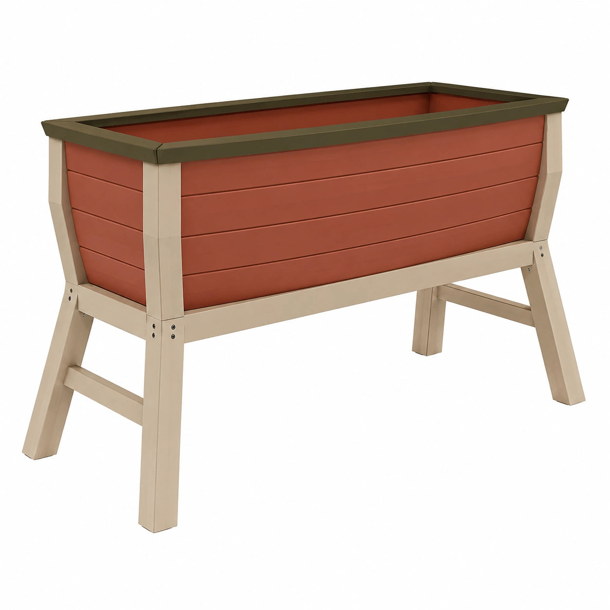 Jardinière surélevée extérieure rouge et beige