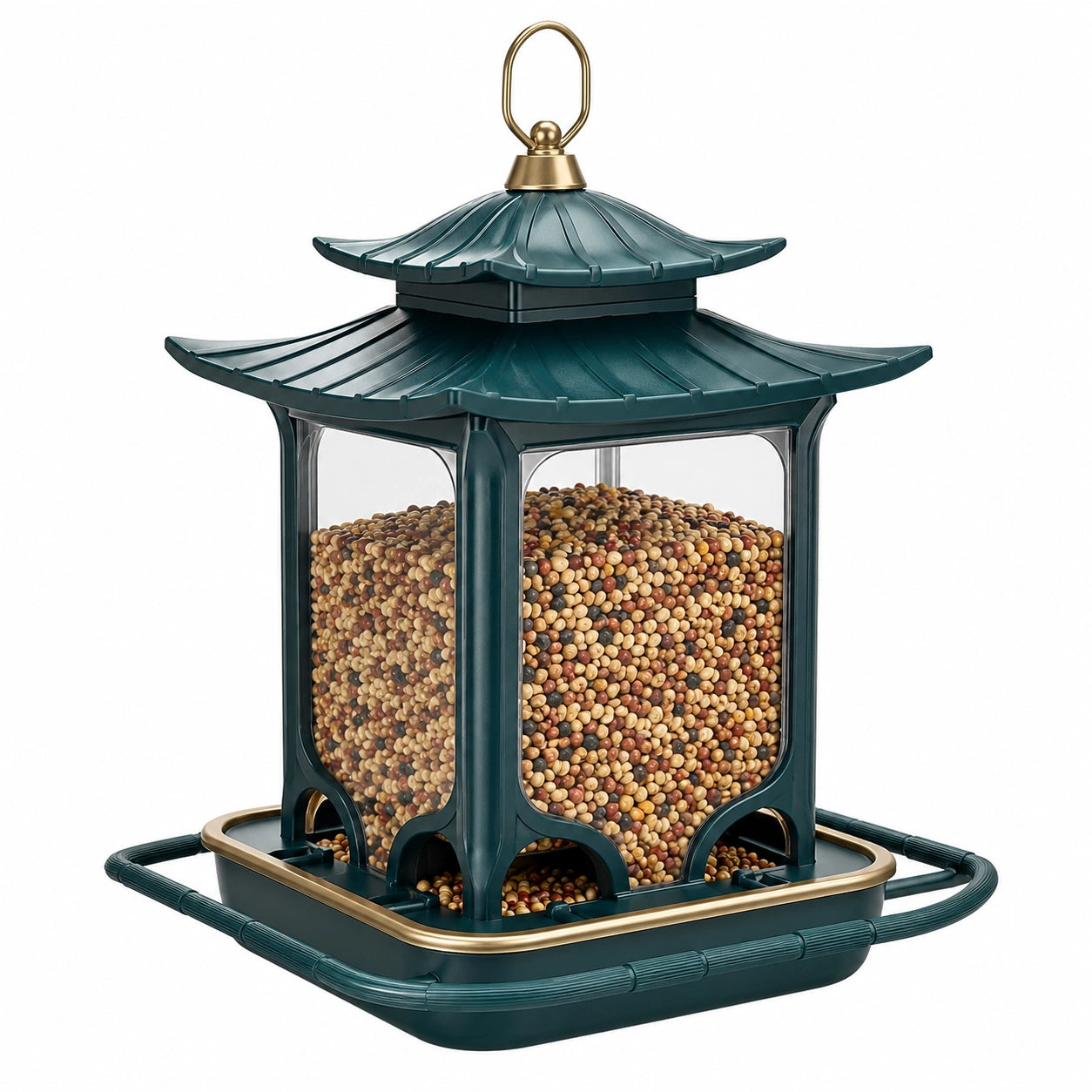 Mangeoire à oiseaux décorative de style asiatique vert